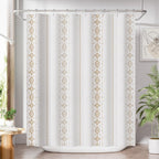 Shower Curtain, Washable Cloth Black Shower Curtain Sets with 12 Shower Curtain Hooks, Fabric Rustic Black and White Striped Curtain, Farmhouse Bathroom Curtains, 72x72 Inches