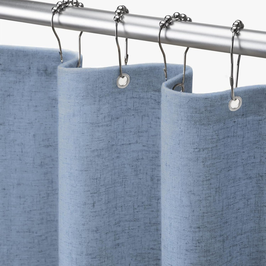 Shower Curtain Beige, Fabric Boho Farmhouse Shower Curtains for Bathroom Cream Cotton Natural Cloth Liner Set 72" W x 72" L