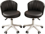 Small Round Rolling Desk Chair Armless Comfy Vanity Computer Chair Height Adjustable Swivel Work Spa Chair