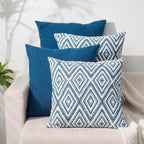 HPUK Decorative Throw Pillow Covers Set of 4 Square Couch Pillows Linen Cushion Cover for Couch Sofa Living Room, 18"x18" inches, Blue