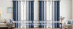Ombre 100% Blackout Curtains, Navy Blue and Greyish White Full Room Darkening Thermal Insulated 84 Inches Long Drapes for Bedroom/Living Room Grommet Window Treatments Modern 52Wx84L, Set of 2