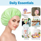 6 PCS Shower Caps for Women, Double Side Waterproof Shower Cap, Reusable Elastic Bath Caps for Shower, EVA Bathing Shower Caps, Bath Hair Caps - Candy Color