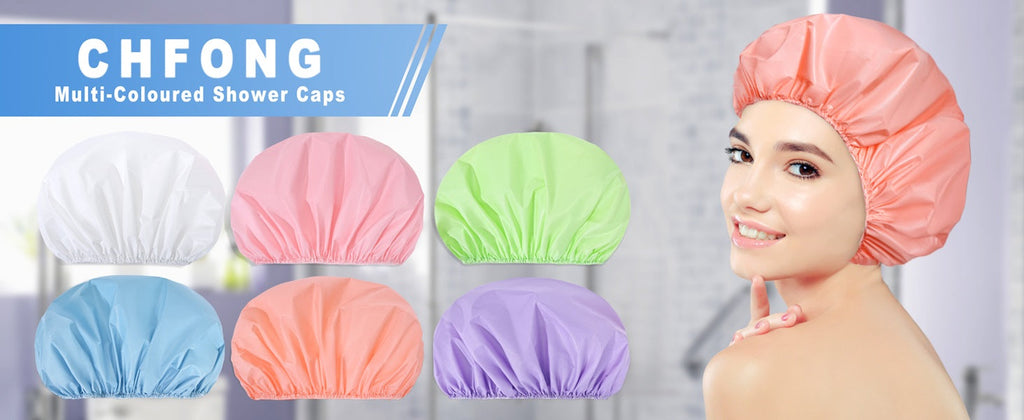 4 PCS Shower Caps for Women, Elastic and Reusable Bath Caps, Double Waterproof Layers Shower Cap, Bathing Shower Caps, Environmental Protection Hair Bath Hat - Printed Color