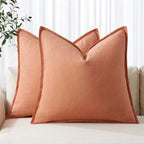 MIULEE Decorative Linen Euro Sham Pillow Covers 24x24 Natural Beige Boho Farmhouse Neutral Couch Throw Pillows for Bed Pack of 2 Accent Modern Pillowcase Sofa Livingroom Home Decor