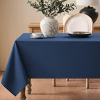 Faux Linen Tablecloths for Rectangle Tables, Burlap Textured Table Cloths Washable Farmhouse Table Cover Water Resistant for Dining, Wedding, Outdoor(Khaki, 52"×70")