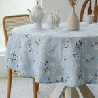Pastoral Round Tablecloth - 60 Inch Dia. Table Cloth - Washable Table Cover with Dust-Proof Wrinkle Resistant for Restaurant, Picnic, Indoor and Outdoor Dining, Floral (Dark Blue)