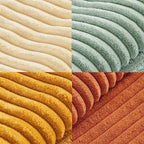 Teal Orange Decorative Throw Pillow Covers 18x18 Inch Set of 4 Boho Corduroy Striped Cushion Cases Modern Farmhouse Patchwork Pillow Cases for Couch Sofa Bedroom Home Decor