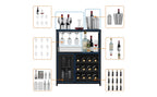 GAOMON Coffee Wine Bar Cabinet with Storage and Detachable Rack, Farmhouse Sideboard and Buffet Cabinet with Glass Holder and Mesh Door, Liquor Coffee Bar Cupboard, Black