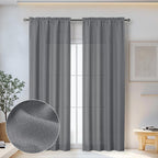 Black Curtains 63 Inch Length 2 Panels Set for Living Room Bedroom, Light Filtering Faux Linen Textured Soft Window Curtain, Airy Soft Rod Pocket cortinas para cuarto, 40Wx63L Inches, 2 Pcs