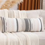 Grey Throw Pillow Covers 18x18 Set of 2 Boho Stripe Pillow Covers Tufted Decorative Pillow Case Accent Pillowcase Farmhouse Cushion Case Nuetral Textured Pillow Cover Spring Home Decor