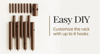 Sturdy Wooden Coat Tree with 8 Hooks, 3 Adjustable Sizes for Clothes, Hat Stand Used in Bedroom/Office/Entryway, Brown