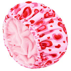 Shower Cap for Women Terry Lined Bath Cap Large Reusable Waterproof Elastic Band Pink Shower Caps for Long Thick Hair Soft Bath Shower Hair Caps