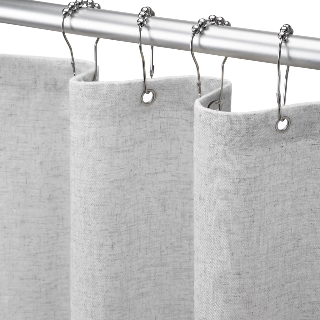Shower Curtain Beige, Fabric Boho Farmhouse Shower Curtains for Bathroom Cream Cotton Natural Cloth Liner Set 72" W x 72" L