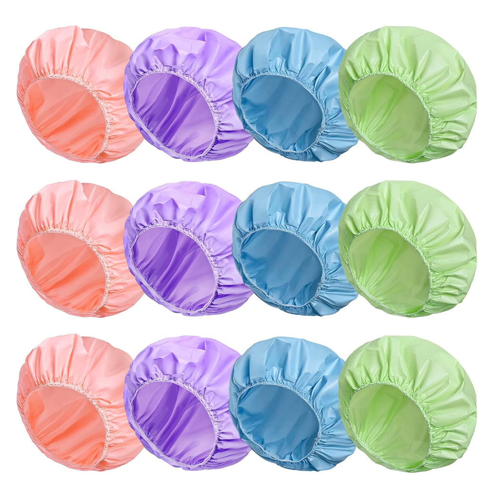6 PCS Shower Caps for Women, Double Side Waterproof Shower Cap, Reusable Elastic Bath Caps for Shower, EVA Bathing Shower Caps, Bath Hair Caps - Candy Color