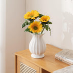 White Ceramic Vase, 7.8 Inch Flower Vase Home Decor Modern Decorative Vases for Bouquet, Unique Vases for Farmhouse Living Room Cabinet Table Centerpieces Wedding Decorations