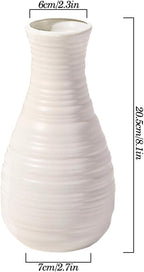 Vase for Flowers, Ceramic Look Plastic Vase for Home Decor, Living Room, Table (Seashell White)