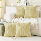Set of 4 Neutral Decorative Throw Pillow Covers 18x18 Inch Corduroy Pillow Covers for Bed Couch Sofa Living Room Soft Square Cushion Cases
