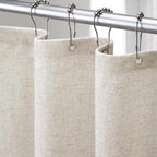 Shower Curtain Beige, Fabric Boho Farmhouse Shower Curtains for Bathroom Cream Cotton Natural Cloth Liner Set 72" W x 72" L