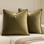 MIULEE Brown Velvet Throw Pillow Covers 20x20 Soft Decorative Solid Square Cushion Cases Pack of 2 Modern Luxury Home Decor for Couch, Sofa, Bedroom