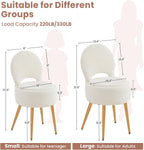 Small Vanity Stool Chair with Storage and Folding Back,4 Metal Legs with Anti-Slip Feet,Round Ottoman with Velvet Seat, Furry Padded Seat for Makeup, Bedroom (Black, Small)