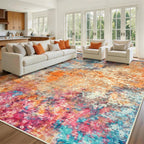 8x10 Area Rugs for Living Room Rug Washable: Abstract Large Rug for Dining Room Bedroom Carpet Non Slip 8 by 10 Indoor Modern Nursery Home Office Blue Grey
