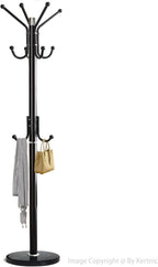 Modern Coat Rack Freestanding with Natural Marble Base & Sturdy Metal Frame, 11 Hooks Hall Tree for Jackets, Hats, Bags, Entryway Organizer for Bedroom, Living Room, Closet (11 hooks-Black)