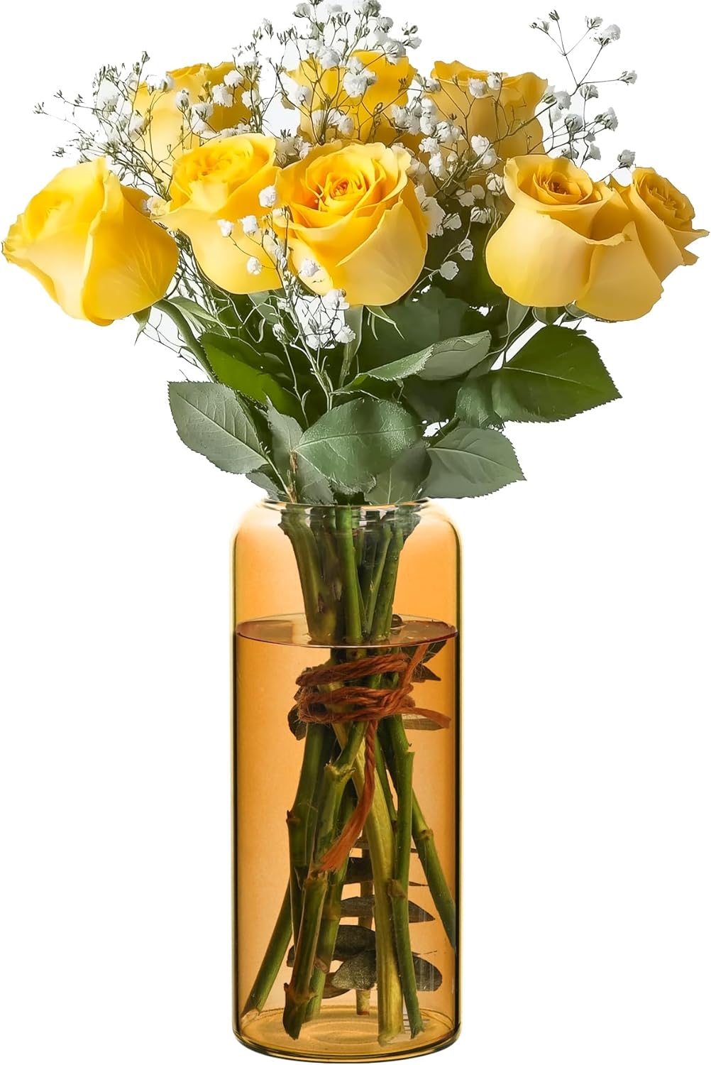 Glass Cylinder Vases, Bud Vase for Centerpieces, 8 Inch Tall Ribbed Vase Hurricane Floating Candle Holder, Decorative Flower Vases for Wedding Reception, Home Decor, Housewarming Gift (Clear)