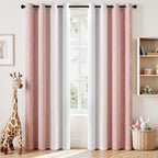 Ombre 100% Blackout Curtains, Navy Blue and Greyish White Full Room Darkening Thermal Insulated 84 Inches Long Drapes for Bedroom/Living Room Grommet Window Treatments Modern 52Wx84L, Set of 2
