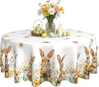 Spring Tablecloth 60 x 60 Inch Round Watercolor Flowers Table Cover Waterproof Wipeable Reusable for Kitchen Restaurant Home Parties Season Decor