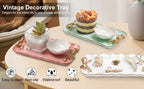 Jewelry Organizer, Decorative Tray for Jewelry, Towel, Storage, Rings, Bracelets, Earrings, Cosmetics, Retro Design, Bow Decor Resin Plate Coquette for Room Decor, White