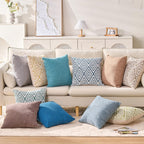 HPUK Decorative Throw Pillow Covers Set of 4 Square Couch Pillows Linen Cushion Cover for Couch Sofa Living Room, 18"x18" inches, Blue