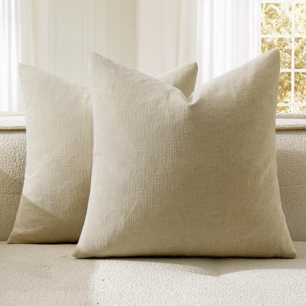 Olive Green Couch Pillow Covers 18x18 Inch, Set of 2 Soft Chenille Decorative Square Throw Pillow Covers Farmhouse for Sofa Living Room Bed