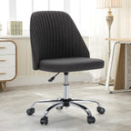 Office Chair, Comfy Desk Chair Rolling Vanity Swivel Task Chairs with Wheels, Wide Seating Armless Height Adjustable Computer Chairs for Home,Bedroom,Student,Adults, Classic Grey