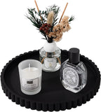 Round Bathroom Tray Silicone Kitchen Counter Decor Vanity Organizer Decorative Coffee Table Tray for Perfume, Candle, Soap Dish, 9 Inch, Black