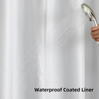 No Hook Waffle Shower Curtain with Snap in Fabric, Waterproof Shower Curtains with See Through Top Window, Hotel Luxury Heavy Duty Bathroom Curtain and Liner Set, 72'' x 75'', Black