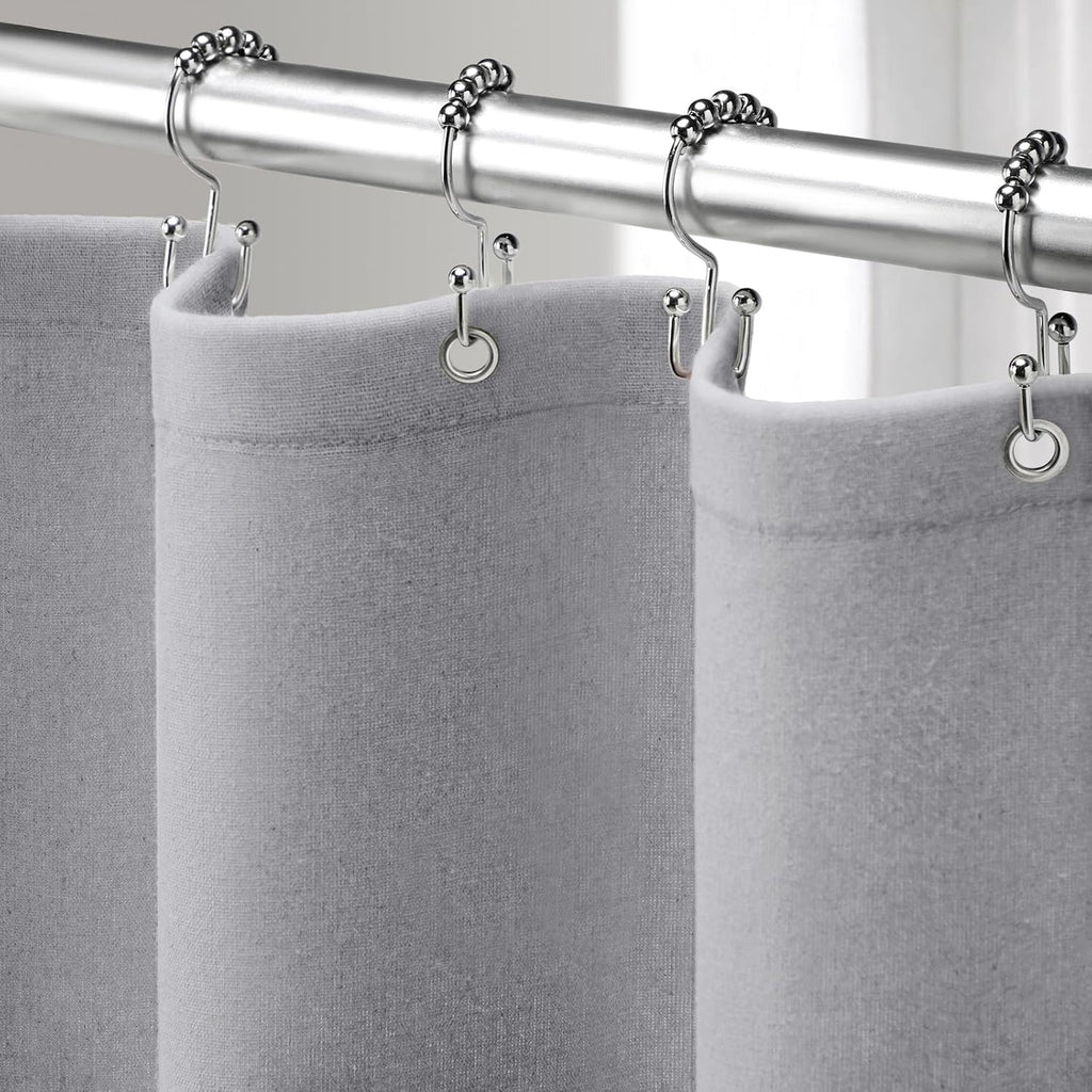 Shower Curtain Beige, Fabric Boho Farmhouse Shower Curtains for Bathroom Cream Cotton Natural Cloth Liner Set 72" W x 72" L