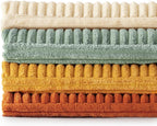 Teal Orange Decorative Throw Pillow Covers 18x18 Inch Set of 4 Boho Corduroy Striped Cushion Cases Modern Farmhouse Patchwork Pillow Cases for Couch Sofa Bedroom Home Decor