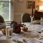 Pastoral Round Tablecloth - 60 Inch Dia. Table Cloth - Washable Table Cover with Dust-Proof Wrinkle Resistant for Restaurant, Picnic, Indoor and Outdoor Dining, Floral (Dark Blue)