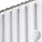 Dynamene Sage Green Shower Curtain - Waffle Textured Heavy Duty Thick Fabric Shower Curtains for Bathroom, 256GSM Luxury Weighted Polyester Cloth Bath Curtain Set with 12 Plastic Hooks，72Wx72H,Green