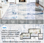 Area Rug Living Room Rugs: 5x7 Large Soft Indoor Carpet Modern Abstract Rug with Non Slip Rubber Backing for Under Dining Table Nursery Home Office Bedroom White Gray Blue