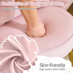 Makeup Vanity Chair with Back,Flower Cute Girls Desk Chair Comfy No Wheels,Modern Dining Chair,Small Accent Chair with Adustable Gold Legs&Bow Pillow for Home Office,Bedroom,Velvet,Pink