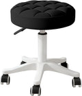 Small PU Leather Round Stool Chair Armless Comfy Rolling Medical Salon Stools with Wheels Height-Adjustable for Tattoo Salon Work Home, Office Chair