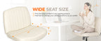 Chair Wheels Wide Cross Legged Office Desk Vanity Chair Comfy Fabric Armless Adjustable Swivel for Home Computer Task (Beige Wheel, Fabric)