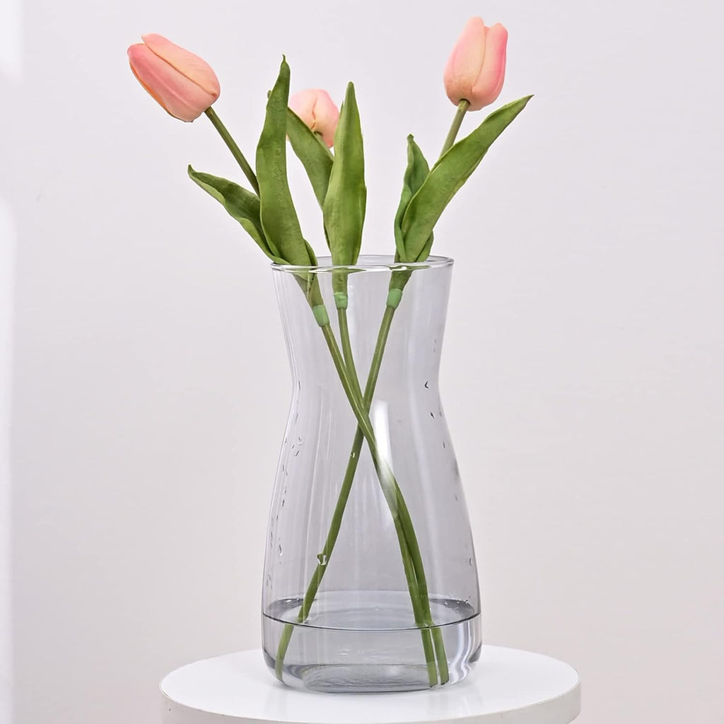 8 inch Iridescent Glass Flower Vases for Centerpiece Table Home Indoor Desk Decor,Ins Modern Boho Style Vase for Wedding Housewarming Gift