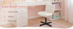 Adjustable Vanity Stool Chair with Girly Bear Ear Wide Back, 360° Swivel Vanity Stool for Makeup Room, Upholstered Teddy Velvet Ottoman for Teen Girls, 350lbs, Beige