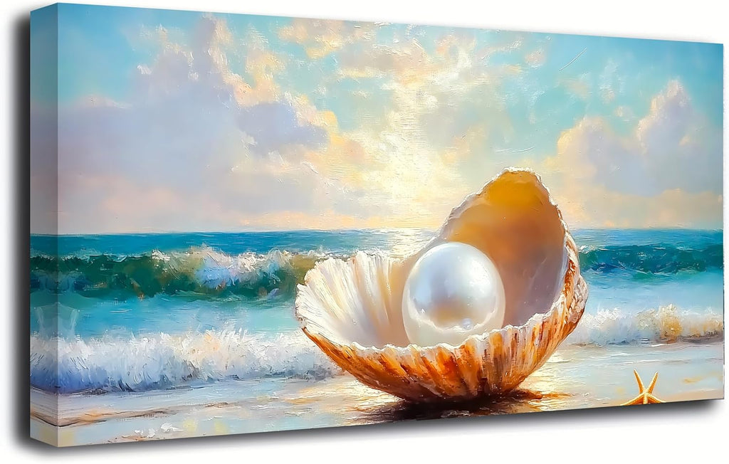 Wall Art Moon Sea Ocean Landscape Picture Canvas Wall Art Print Paintings Modern Artwork for Living Room Wall Decor and Home Décor Framed Ready to Hang,1inch Thick Frame, Waterproof Artwork.